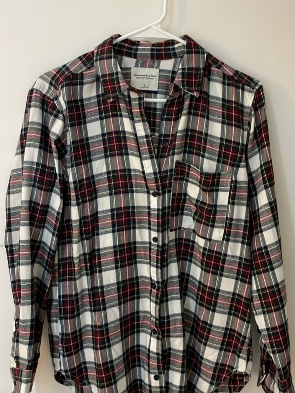 Abercrombie & Fitch Red, Black & White Plaid Shirt